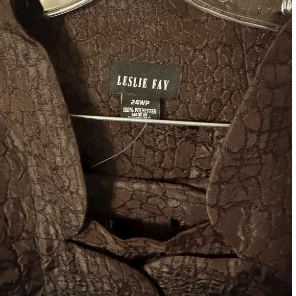 Leslie Fay Chocolate Brown Skirt Suit Set 2-Piece Plus Size Classic - Picture 3 of 7